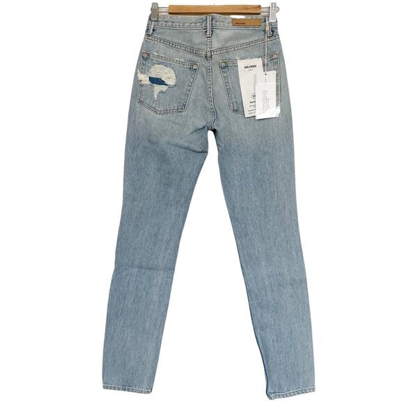 Grlfrnd Jeans Womens 25 Blue Karolina High Rise Distressed Boho Grunge 90s Y2K - Picture 2 of 7